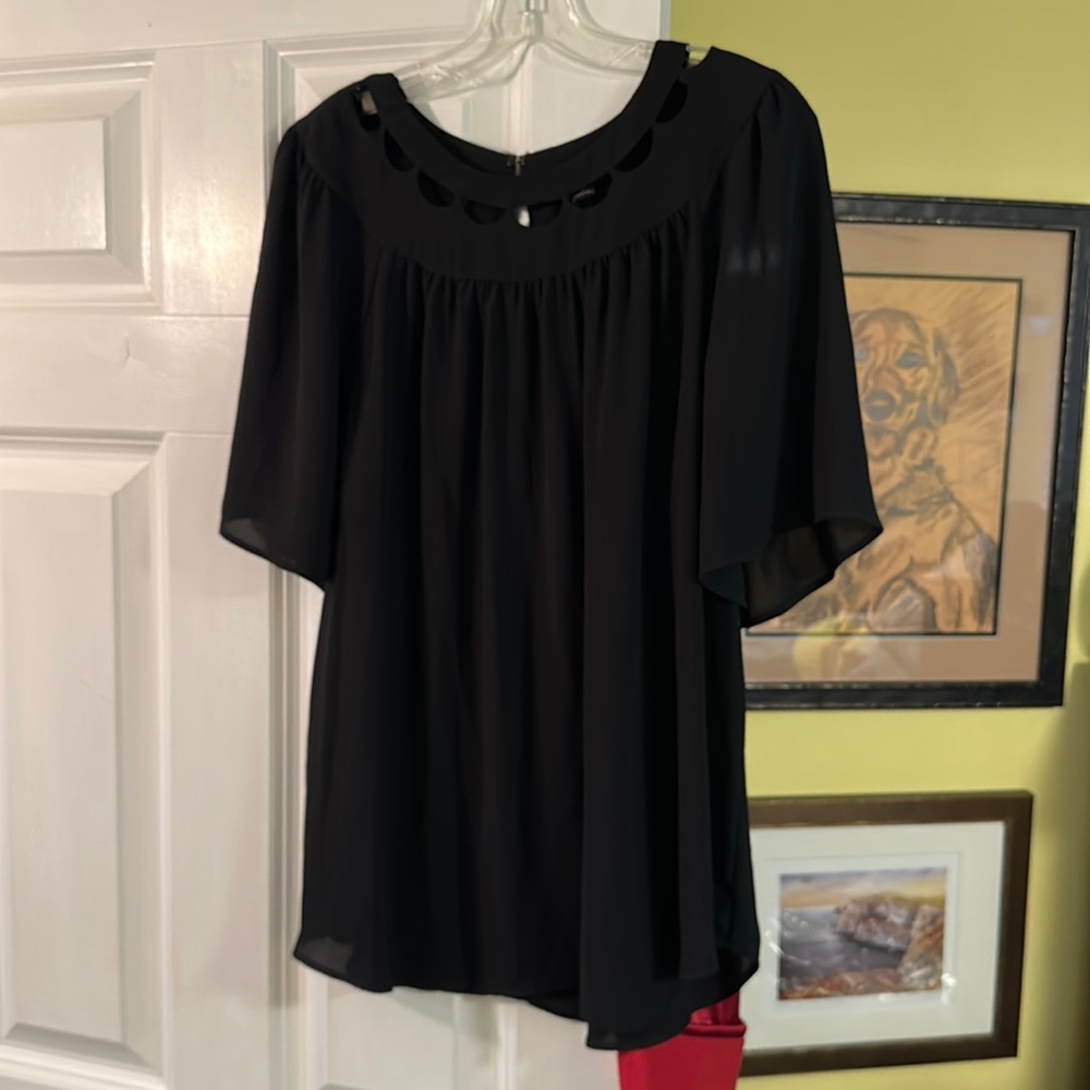 Ann Taylor Black Women's Cutout Yoke Blouse
